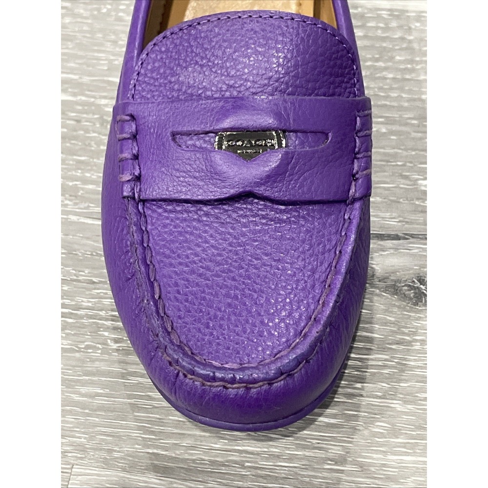 COACH PENNY‎ Pebble Grain Leather  Purple Women's 6.5 M Loafers Q8785 NWB - Picture 6 of 10